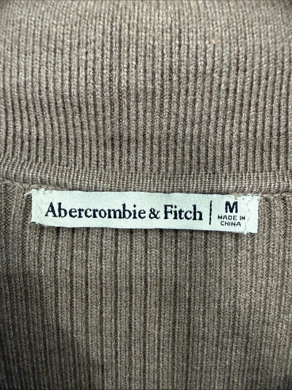 Abercrombie & Fitch Ribbed Stretch Polo Maxi Dress in Taupe| Medium